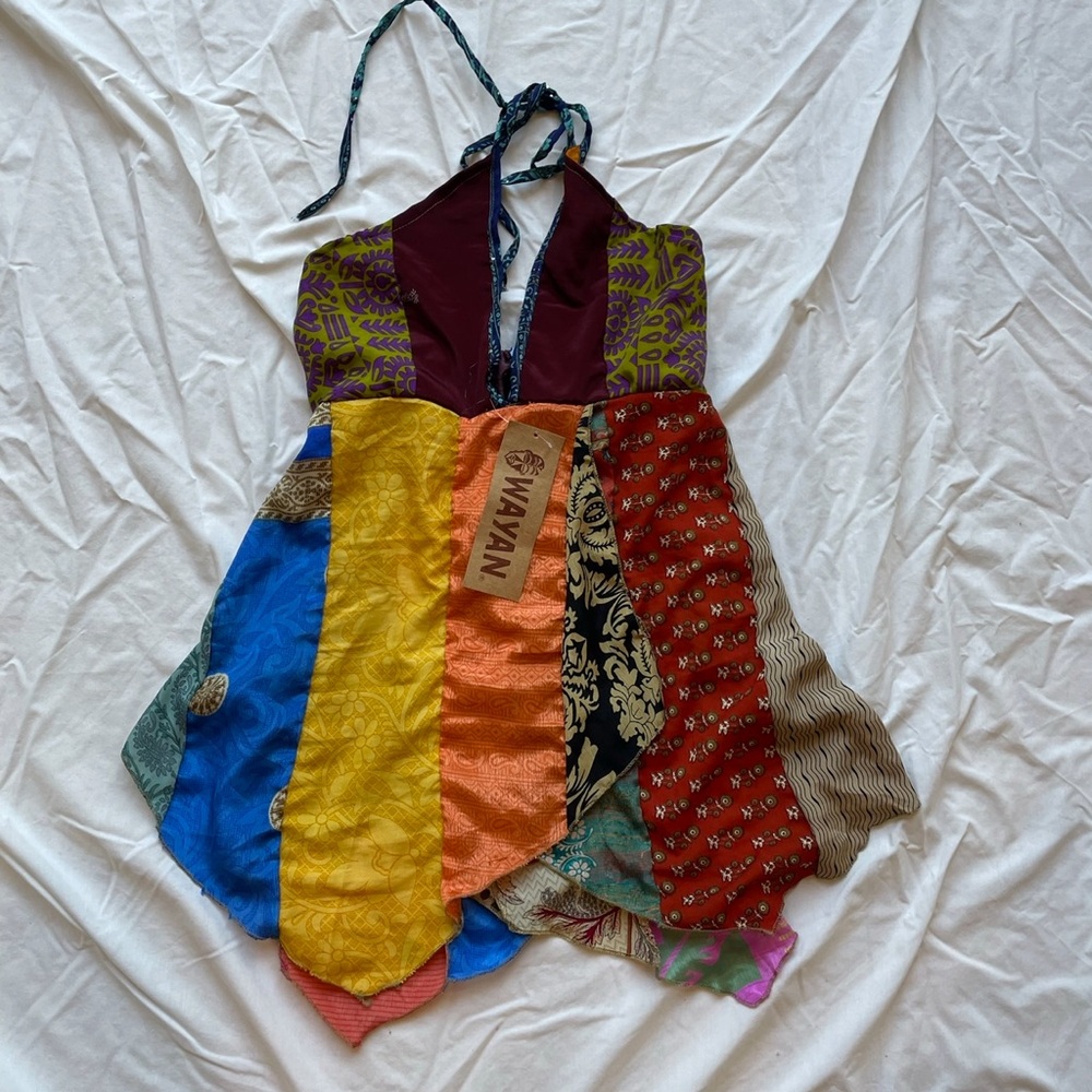 NWT new with tags wayan paisley sequin patchwork floral beaded halter top